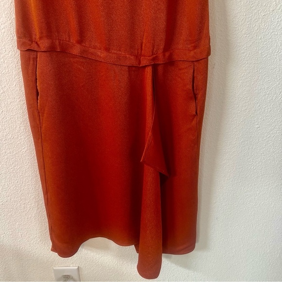 Maria Cornejo Dress Size 4 Burnt Orange Drop Waist Pockets - Picture 4 of 12